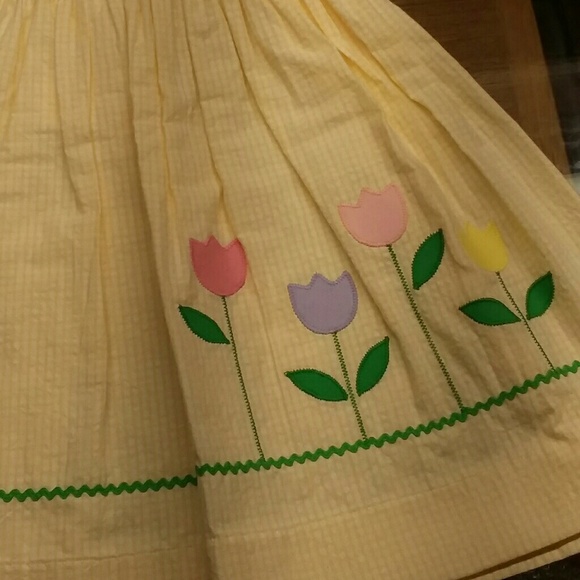 Vintage Betti Terell by Johnston Yellow Checked Multi Color Flower Dress 12mon. - Picture 7 of 7